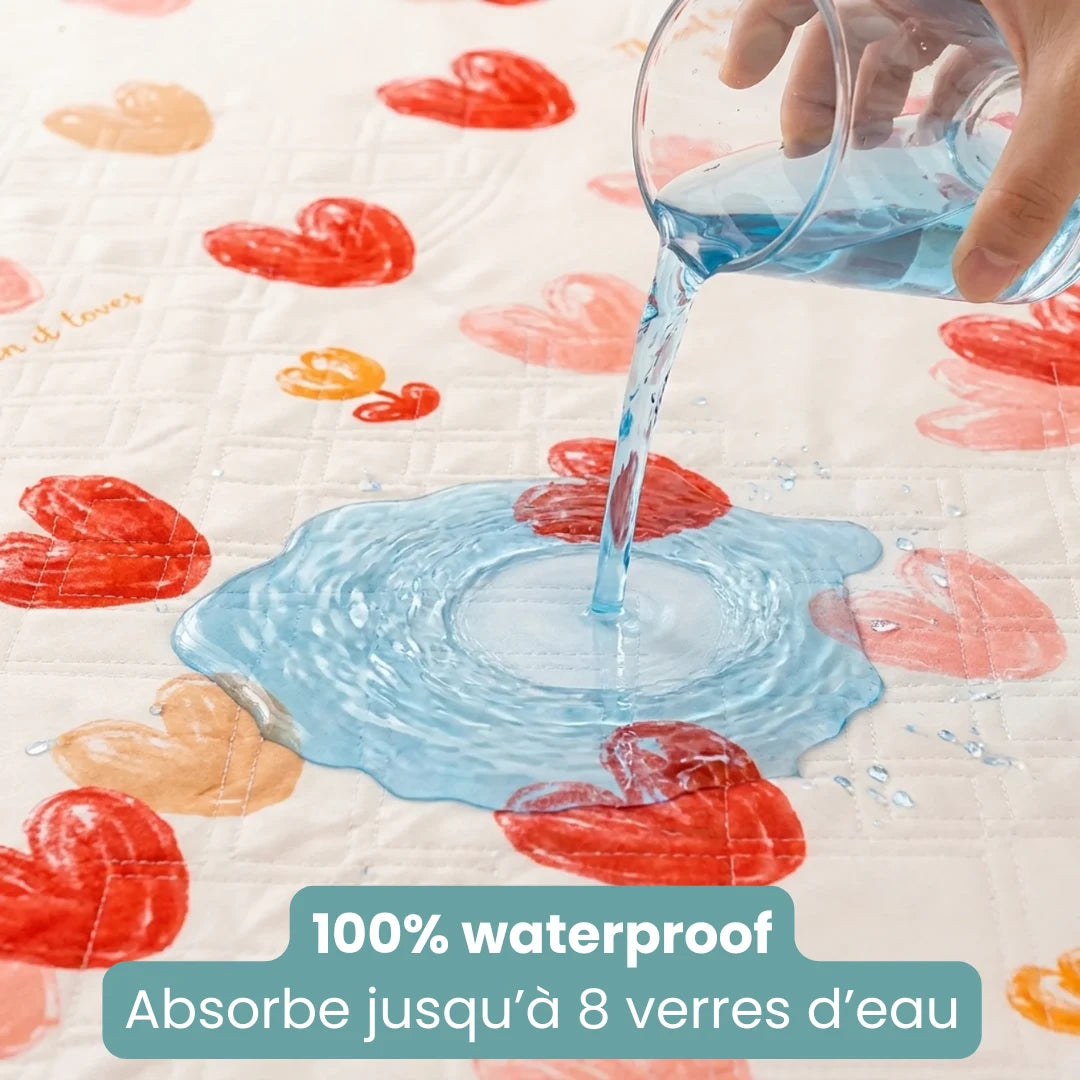 Alèse Imperméable Lavable Pour Lit d'Enfant | Motif Cœurs