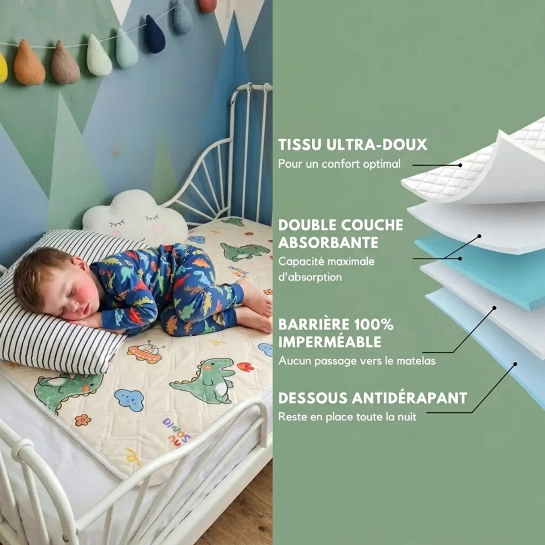 Alèse Imperméable Lavable Pour Lit d'Enfant | Motif Dinosaures