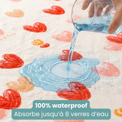 Alèse Imperméable Lavable Pour Lit d'Enfant | Motif Cœurs