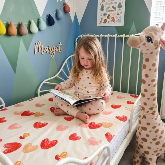Alèse Imperméable Lavable Pour Lit d'Enfant | Motif Cœurs