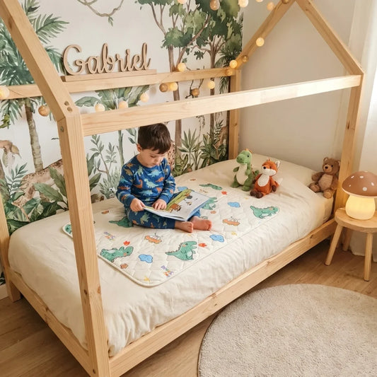 Alèse Imperméable Lavable Pour Lit d'Enfant | Motif Dinosaures