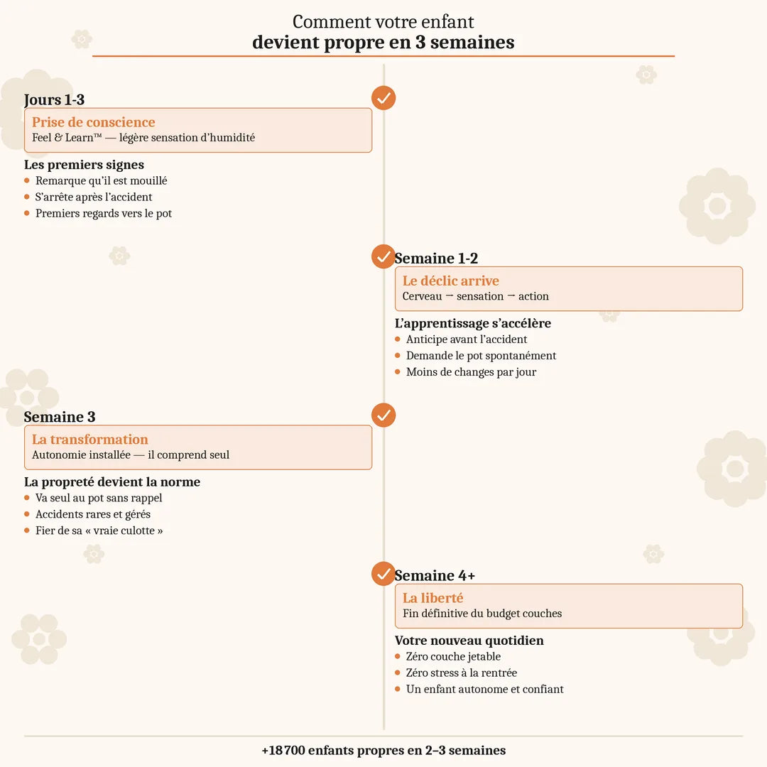 Culottes d'Apprentissage Lavables 400 fois et Réutilisables - 100% Coton - Enfilage facile dès 18 mois
