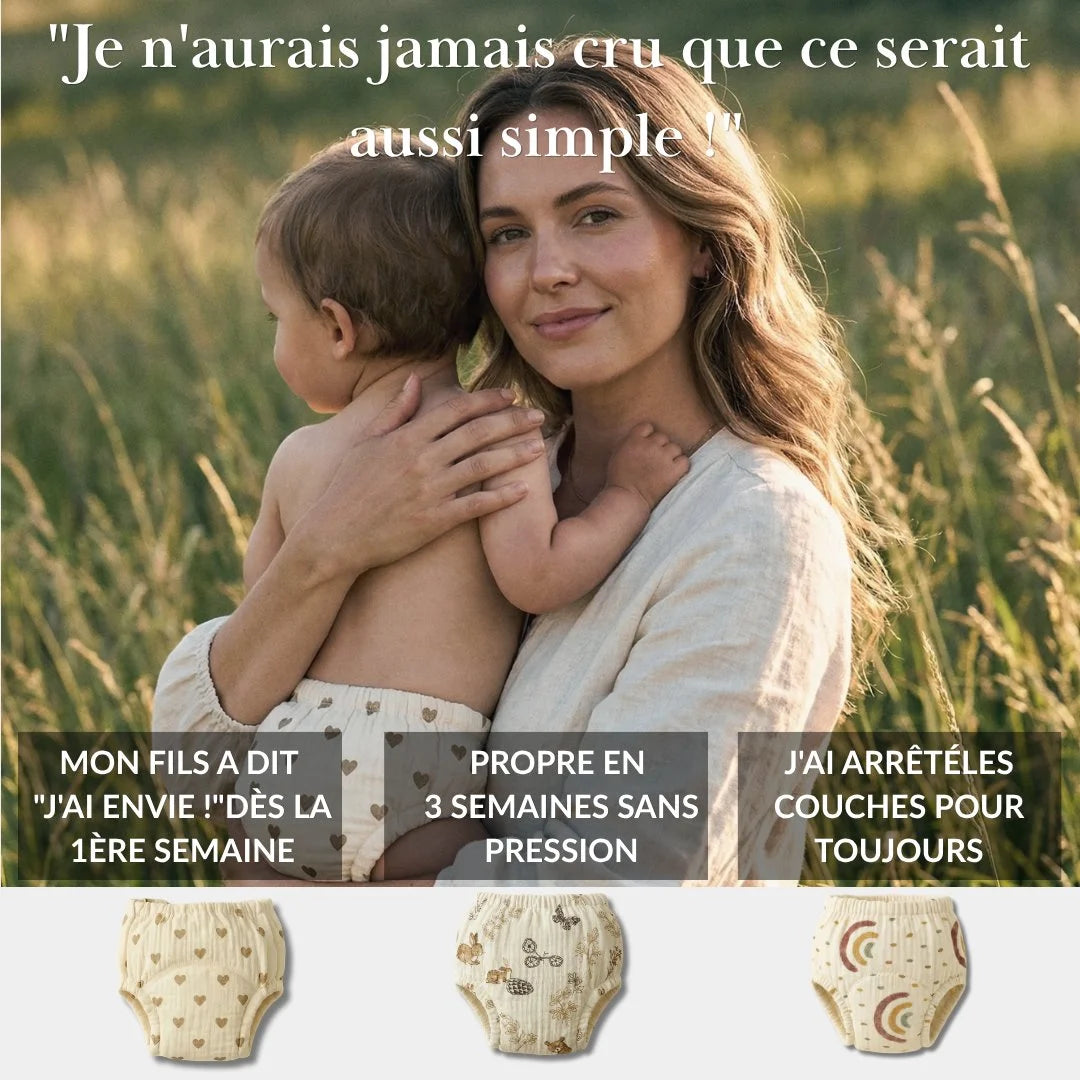 Culottes d'Apprentissage Lavables 400 fois et Réutilisables - 100% Coton - Enfilage facile dès 18 mois