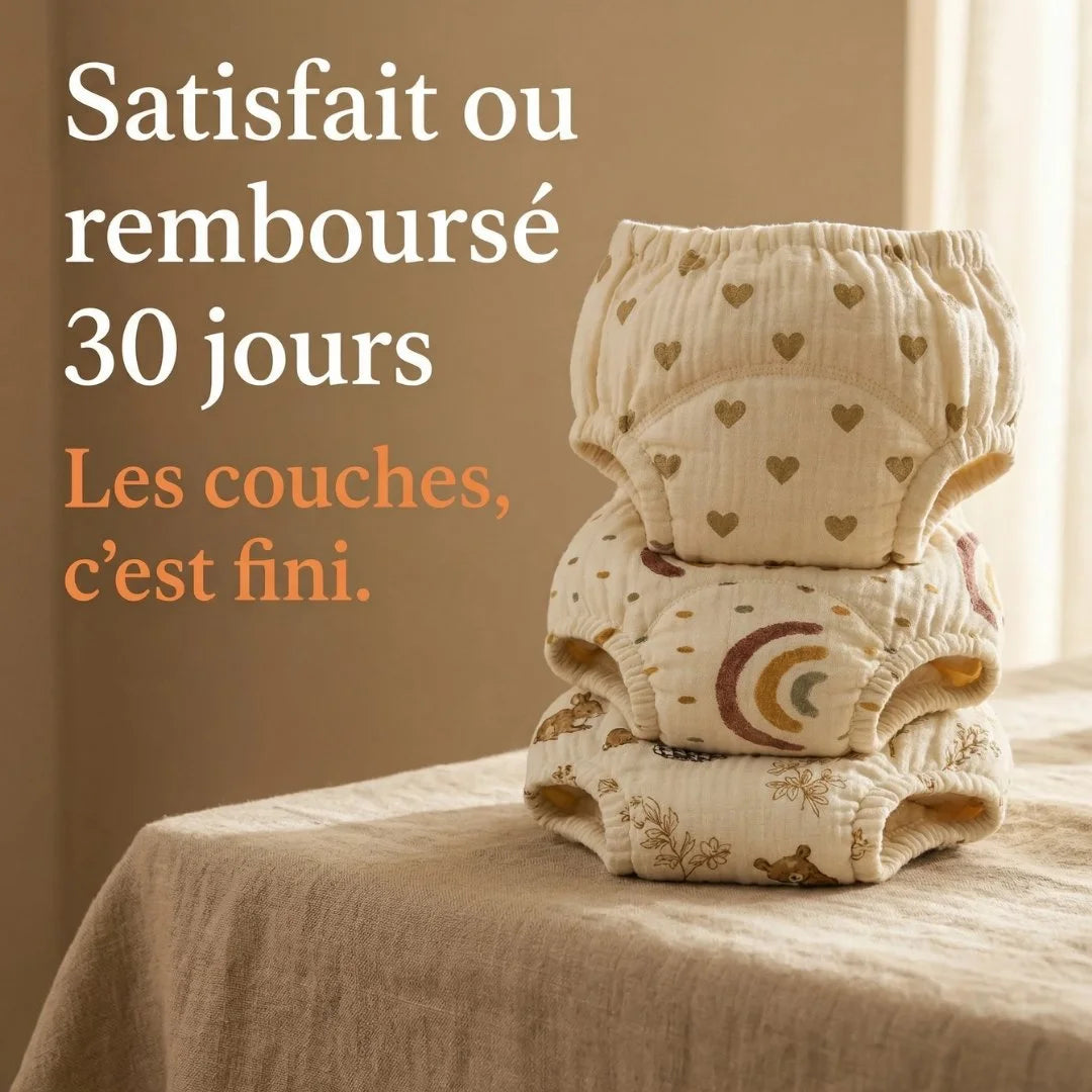 Culottes d'Apprentissage Lavables 400 fois et Réutilisables - 100% Coton - Enfilage facile dès 18 mois